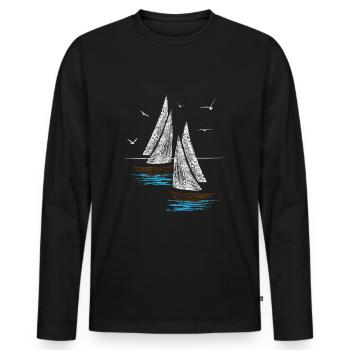 Segeln Segler Segelboot Skipper Segelschiff Hobby - Männer Premium Bio Langarmshirt - Schwarz - Vorne - Nico (187cm)