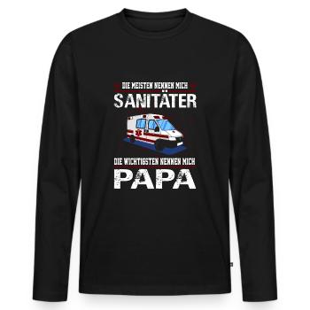 Sanitäter Rettungssanitäter Papa Rettungsdienst - Männer Premium Bio Langarmshirt - Schwarz - Vorne - Nico (187cm)