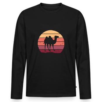 Chameau désert des animaux afrique vintage - T-shirt manches longues Premium bio Homme - noir - Devant - Nico (187cm)