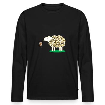 Schaf Blume niedlich Tier Schäfer Bauer Hirte - Männer Premium Bio Langarmshirt - Schwarz - Vorne - Nico (187cm)