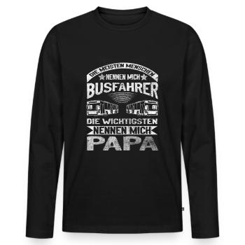 Busfahrer stolzer Papa Beruf Bus Vater Schulbus - Männer Premium Bio Langarmshirt - Schwarz - Vorne - Nico (187cm)