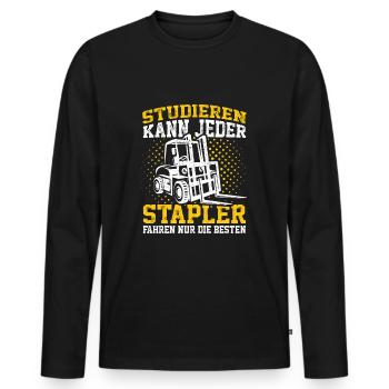Staplerfahrer Spruch Stapler Gabelstapler Lagerist - Männer Premium Bio Langarmshirt - Schwarz - Vorne - Nico (187cm)