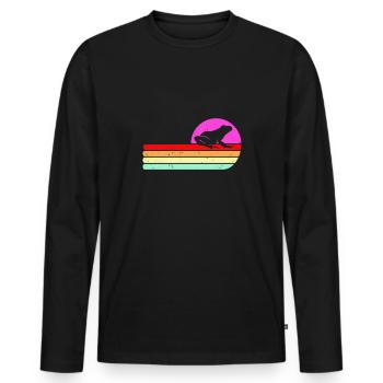 Grenouille Rétro crapaud vintage la grenouille Sauvage Nature - T-shirt manches longues Premium bio Homme - noir - Devant - Nico (187cm)