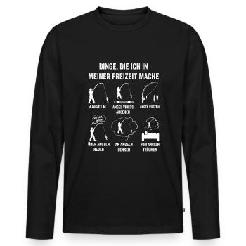 Angeln Spruch Angelrute hobby Angler fischen - Männer Premium Bio Langarmshirt - Schwarz - Vorne - Nico (187cm)