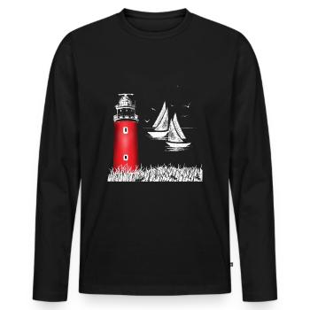Roter Leuchtturm Texel Insel Holland Wattenmeer - Männer Premium Bio Langarmshirt - Schwarz - Vorne - Nico (187cm)