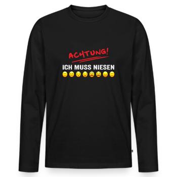 Niesen Entwicklung lustiger Spruch Erkältung - Männer Premium Bio Langarmshirt - Schwarz - Vorne - Nico (187cm)