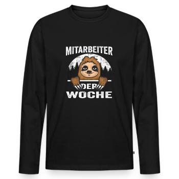 Mitarbeiter der Woche Faultier lustiger Spruch - Männer Premium Bio Langarmshirt - Schwarz - Vorne - Nico (187cm)