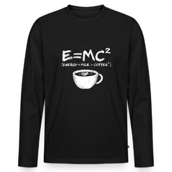 Schwarzer Kaffee E=MC² Kaffeetasse Kaffeetrinker - Männer Premium Bio Langarmshirt - Schwarz - Vorne - Nico (187cm)