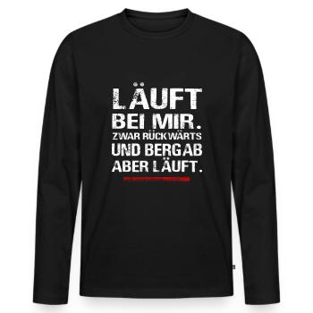 Läuft bei mir Arbeit Lustiger Spruch - Männer Premium Bio Langarmshirt - Schwarz - Vorne - Nico (187cm)