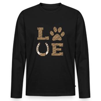 Love cheval chien cheval amateur de chevaux vacances - T-shirt manches longues Premium bio Homme - noir - Devant - Nico (187cm)