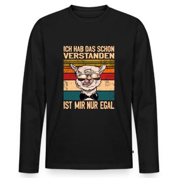 Cooles Alpaka llama Sonnenbrille Meinung Vintage - Männer Premium Bio Langarmshirt - Schwarz - Vorne - Nico (187cm)