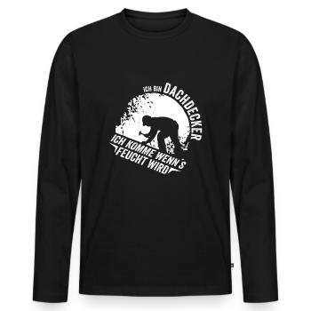 Lustiger Dachdecker Spruch Dachdeckerei - Männer Premium Bio Langarmshirt - Schwarz - Vorne - Nico (187cm)