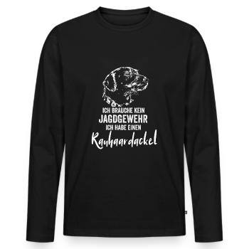 Rauhaardackel Jagdhund Jäger Jagdgebrauchshund - Männer Premium Bio Langarmshirt - Schwarz - Vorne - Nico (187cm)