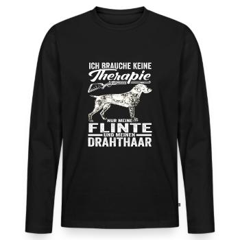 Deutsch Drahthaar Jäger Spruch Hund Flinte - Männer Premium Bio Langarmshirt - Schwarz - Vorne - Nico (187cm)