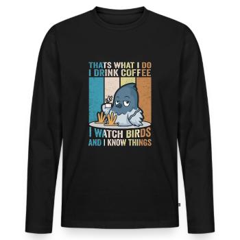 Observation des oiseaux à distance Ornithologe Oiseau - T-shirt manches longues Premium bio Homme - noir - Devant - Nico (187cm)