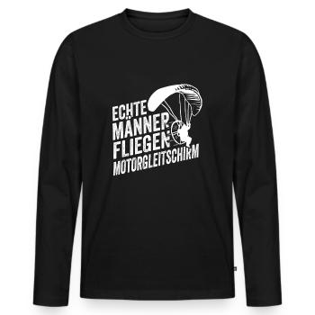 Echte Männer fliegen Motorgleitschirm Motorschirm - Männer Premium Bio Langarmshirt - Schwarz - Vorne - Nico (187cm)