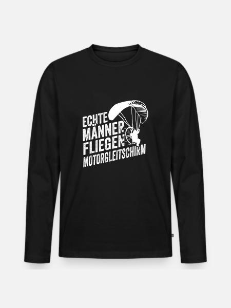 Echte Männer fliegen Motorgleitschirm Motorschirm - Männer Premium Bio Langarmshirt - Schwarz