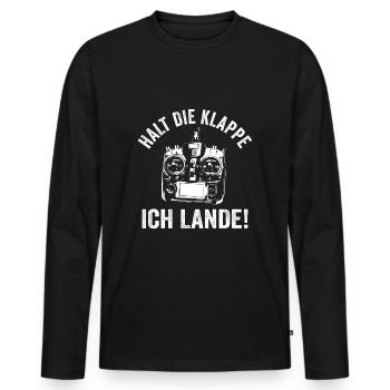 Modellfliegen RC Flugzeug Modellflug Modellflieger - Männer Premium Bio Langarmshirt - Schwarz - Vorne - Nico (187cm)