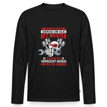 KFZ Meister Ausbilder Werkstattleiter Mechaniker - Männer Premium Bio Langarmshirt - Schwarz - Vorne - Nico (187cm)