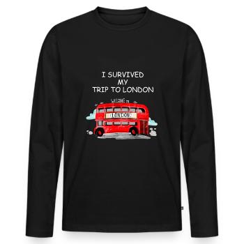 J'ai survécu à mon voyage à Londres Sightseeing - T-shirt manches longues Premium bio Homme - noir - Devant - Nico (187cm)