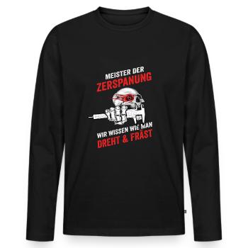 Machining teacher, cutting machine operator - Men's Premium Organic Long Sleeve Shirt - black - Front - Nico (187cm)