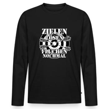 Zielen Lösen Fluchen nochmal Bogenschießen - Männer Premium Bio Langarmshirt - Schwarz - Vorne - Nico (187cm)