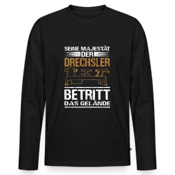 Drechseln Drechsler Seine Majestät Drechselbank - Männer Premium Bio Langarmshirt - Schwarz - Vorne - Nico (187cm)