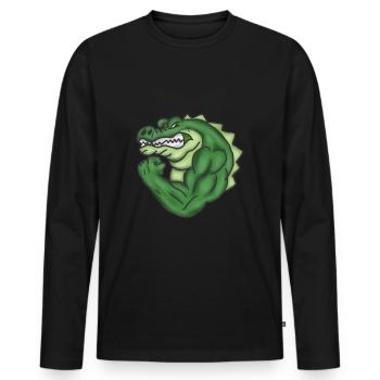 Crocodile bodybuilders muscles Powerlifting - T-shirt manches longues Premium bio Homme - noir - Devant - Nico (187cm)