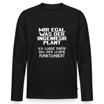 Zerspanungsmechaniker CNC Dreher Fräser - Männer Premium Bio Langarmshirt - Schwarz - Vorne - Nico (187cm)