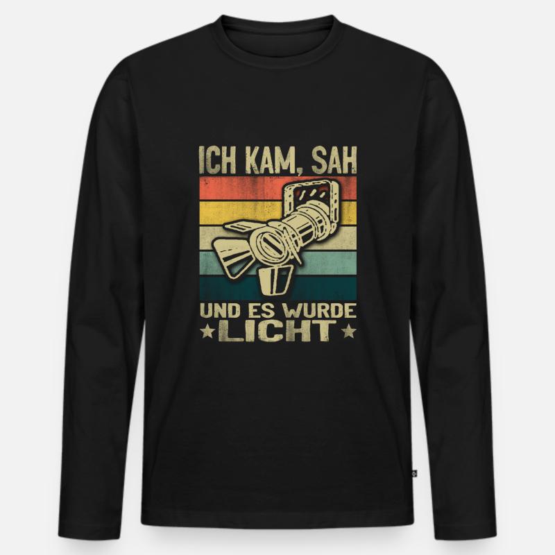 Lichttechniker Ich kam sah Veranstaltungstechniker - Männer Premium Bio Langarmshirt - Schwarz