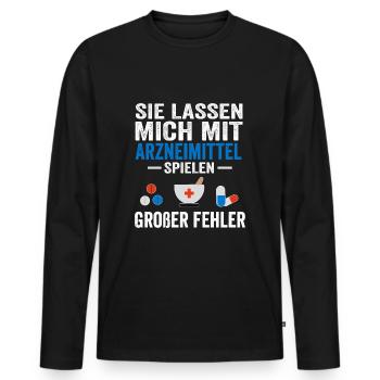 Apotheker Spruch PTA Pharmazeut Apotheke - Männer Premium Bio Langarmshirt - Schwarz - Vorne - Nico (187cm)