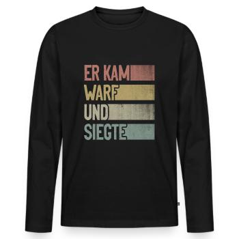 Er kam warf und siegte Boule Boccia Petanque - Männer Premium Bio Langarmshirt - Schwarz - Vorne - Nico (187cm)