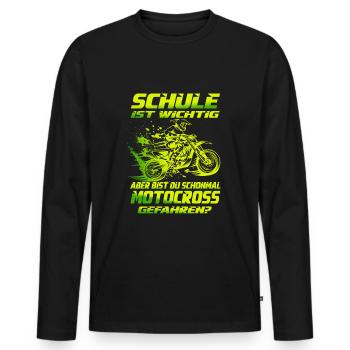 Cross motorrad Motocross Kind Kindercross Jungen - Männer Premium Bio Langarmshirt - Schwarz - Vorne - Nico (187cm)