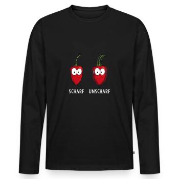 Fotograf Scharf unscharf Fotografie - Männer Premium Bio Langarmshirt - Schwarz - Vorne - Nico (187cm)