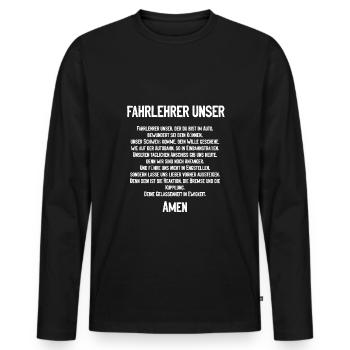 Fahrlehrer Unser Fahrschule Fahrschüler - Männer Premium Bio Langarmshirt - Schwarz - Vorne - Nico (187cm)