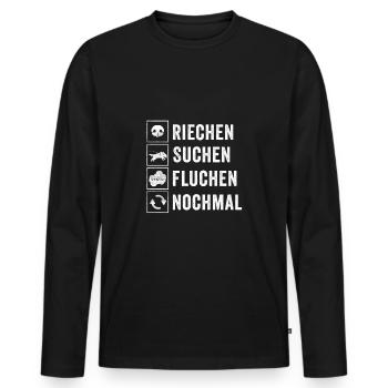 Mantrailing Hundesport Fährtenhund - Männer Premium Bio Langarmshirt - Schwarz - Vorne - Nico (187cm)