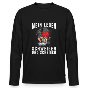 Schweißen und Scheißen Schweißfachmann Schweißer - Männer Premium Bio Langarmshirt - Schwarz - Vorne - Nico (187cm)