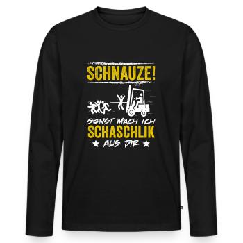 Lagerist Gabelstapler Stapler Staplerfahrer - Männer Premium Bio Langarmshirt - Schwarz - Vorne - Nico (187cm)