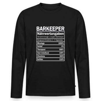 Barmann Bar Cocktail Barkeeper - Männer Premium Bio Langarmshirt - Schwarz - Vorne - Nico (187cm)