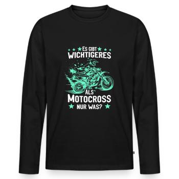 Cross motorrad Motocross Kind Kindercross Jungen - Männer Premium Bio Langarmshirt - Schwarz - Vorne - Nico (187cm)