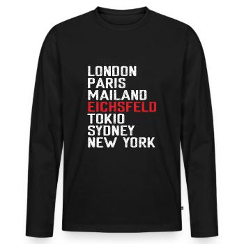 Eichsfeld Spruch Heimat Heimatliebe Stolzer - Männer Premium Bio Langarmshirt - Schwarz - Vorne - Nico (187cm)