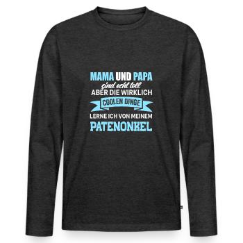 Patenonkel Taufpate Pate Patenkind - Männer Premium Bio Langarmshirt - Anthrazit meliert - Vorne - Nico (187cm)