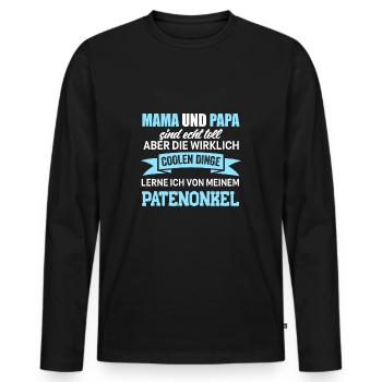 Patenonkel Taufpate Pate Patenkind - Männer Premium Bio Langarmshirt - Schwarz - Vorne - Nico (187cm)