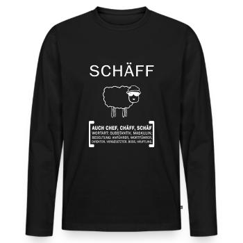 Schäff Chef Abteilungsleiter Schaf Boss - Männer Premium Bio Langarmshirt - Schwarz - Vorne - Nico (187cm)