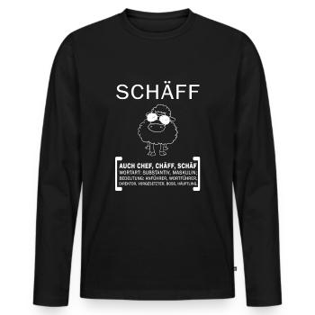 Schäff Chef Abteilungsleiter Schaf Boss - Männer Premium Bio Langarmshirt - Schwarz - Vorne - Nico (187cm)