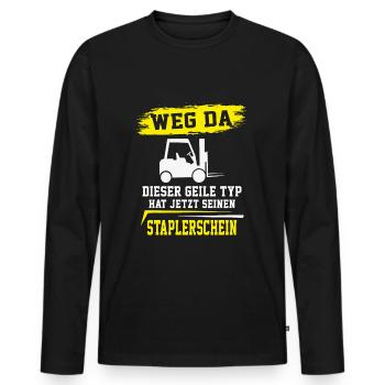 Staplerfahrer Lagerist Gabelstaplerfahrer - Männer Premium Bio Langarmshirt - Schwarz - Vorne - Nico (187cm)