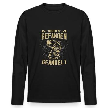 Nichts gefangen ist auch geangelt Angler Sprüche - Männer Premium Bio Langarmshirt - Schwarz - Vorne - Nico (187cm)