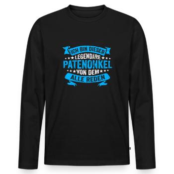 Patenonkel Taufpate Pate Patenkind - Männer Premium Bio Langarmshirt - Schwarz - Vorne - Nico (187cm)