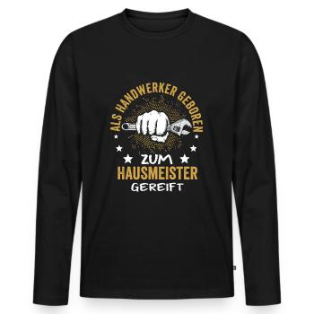 Bester Hausmeister Hauswart Haustechniker - Männer Premium Bio Langarmshirt - Schwarz - Vorne - Nico (187cm)