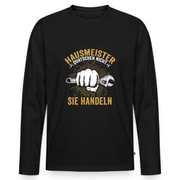 Bester Hausmeister Hauswart Haustechniker - Männer Premium Bio Langarmshirt - Schwarz - Vorne - Nico (187cm)